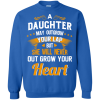 A daughter may outgrow your lap but she will never out grow your heart sweater