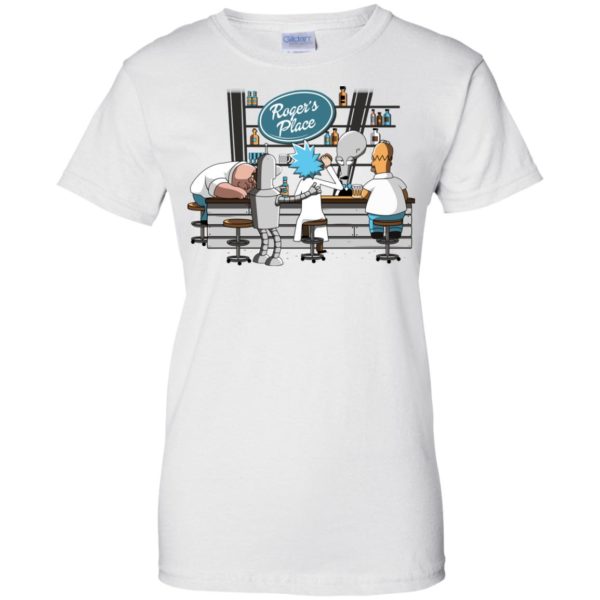Peter Griffin, Bender, Rick Sanchez, and Homer Simpson at Roger's Place T Shirts