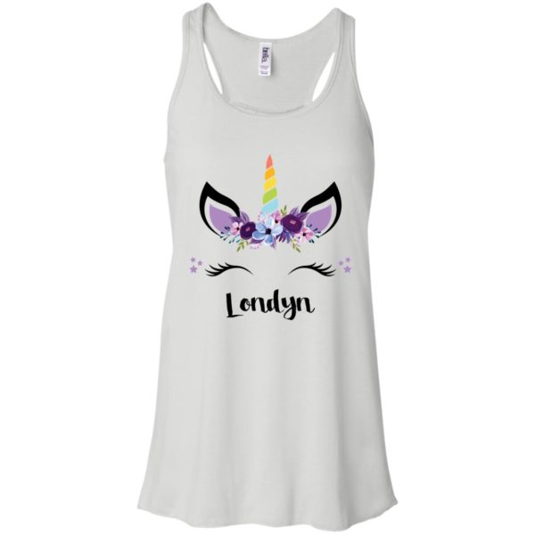 Londyn Unicorn Face and Pink Purple Flowers T shirts