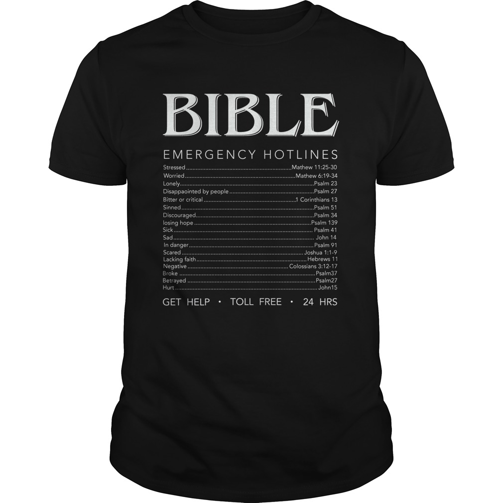 Bible Emergency Numbers Funny Hotline Tshirt Christian Gift Shirt