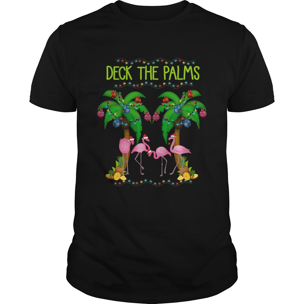 Deck the Palms Merry Flamingo Christmas Shirt