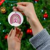 Personalized Love Couple Red Truck Christmas Circle Ornament