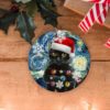 Black Cat Christmas Round Ornaments