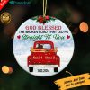 Personalized Love Couple Red Truck Christmas Circle Ornament