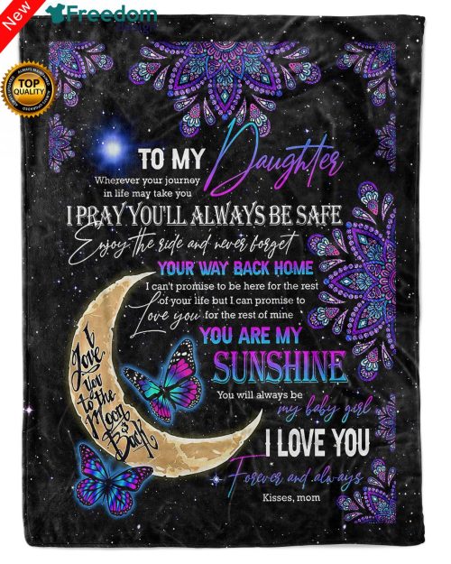 Sentimental gift ideas for Daughter Fleece Blanket from Mom "I love you to the Moon and back"