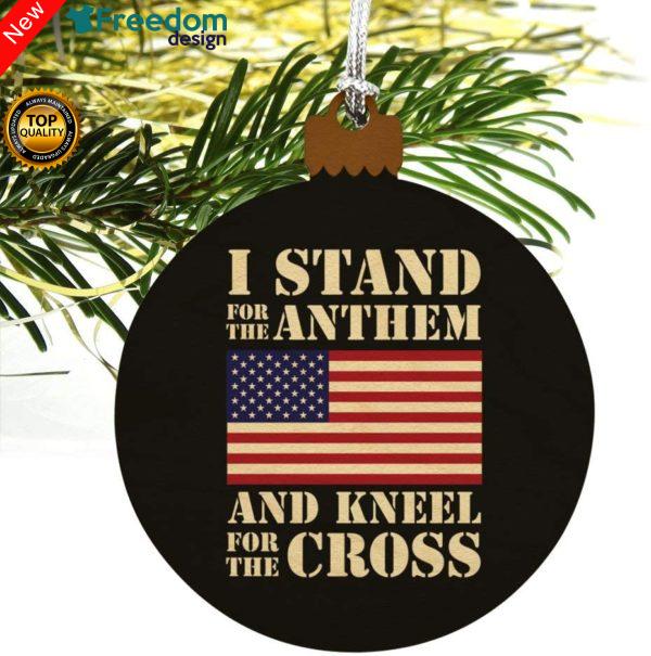 I Stand for The Flag Kneel Cross USA American Flag X mas Holiday Flat Circle Ornament