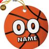 Basketball custom name & number Christmas Holiday Flat Circle Ceramic Ornament