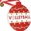 Volleyball Round Christmas Lights Holiday Flat Circle Ceramic Ornament
