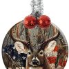 Deer Hunting Christmas Holiday Flat Circle Ornament