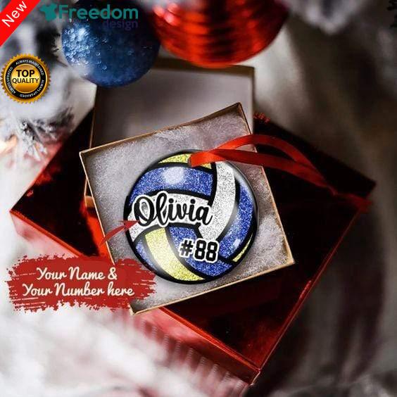 Personalized Volleyball Ball Round Ornament with Name And Number