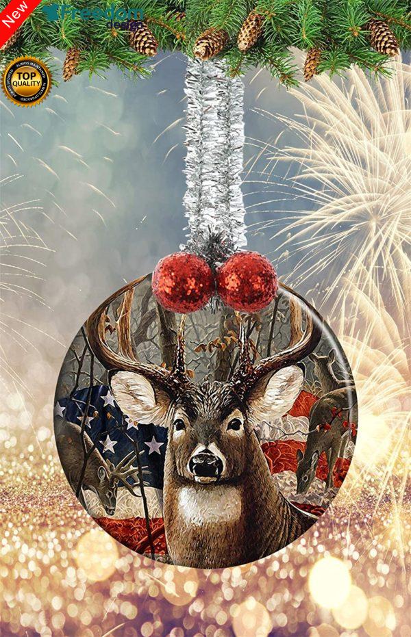 Deer Hunting Christmas Holiday Flat Circle Ornament