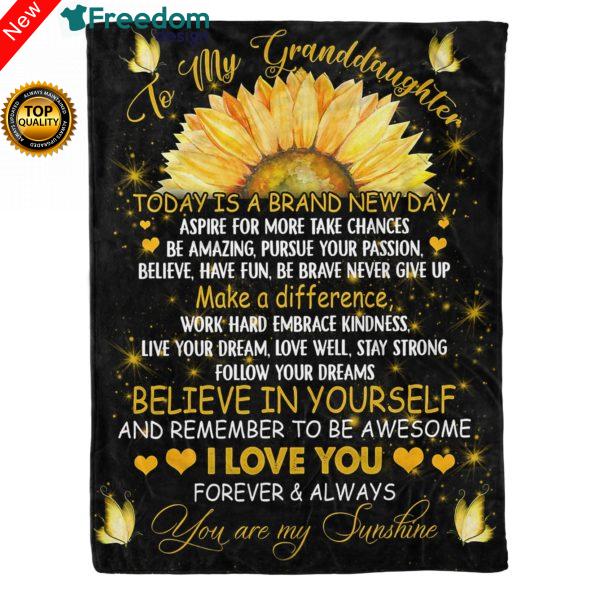 To my Granddaughter Sunflower Fleece Blanket great gifts ideas sentimental unique birthday gifts, Christmas gift for Granddaughter