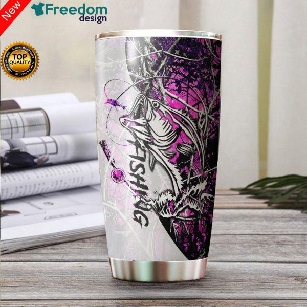 Bass Fishing Country Girl Camo Stainless Steel Tumbler Cup 20oz