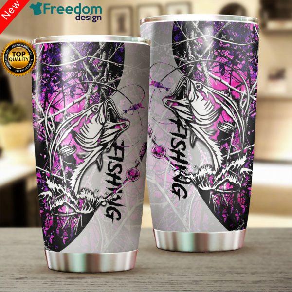 Bass Fishing Country Girl Camo Stainless Steel Tumbler Cup 20oz