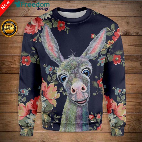 Donkey Floral Farmer 3D All Over Print Sweatshirt