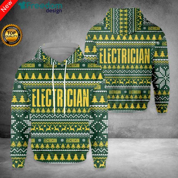 Electrician Happy Christmas 3D All Over Print Hoodie