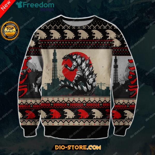 Godzilla Knitting 3D All Over Print Christmas Sweater