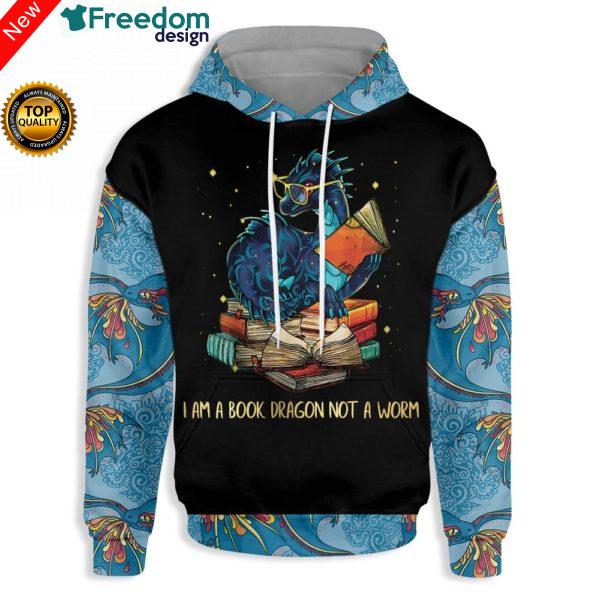 I am a book dragon not a wormD 3D All Over Print Hoodie