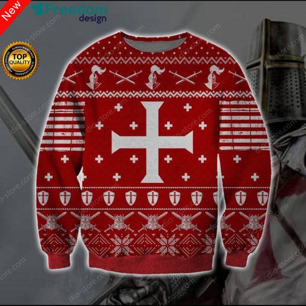 Knights Templar Knitting 3D All Over Print Christmas Sweater