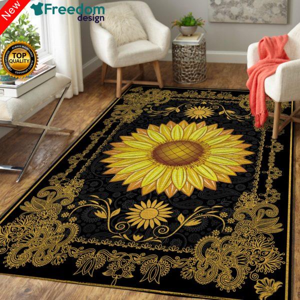 Hippie Sunflower And Golden Royal Pattern Area Rug