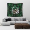 A Skull With Cannabis With Mandala Background Hippie Tapestry