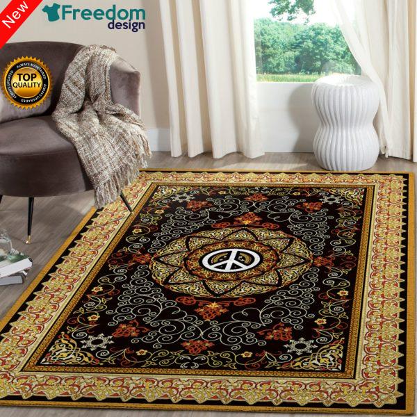 Hippie Peace Sign With Gorgeous Patterns Area Rug