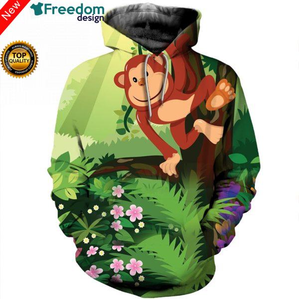 3D All Over Printed Monkey T Shirt Hoodie
