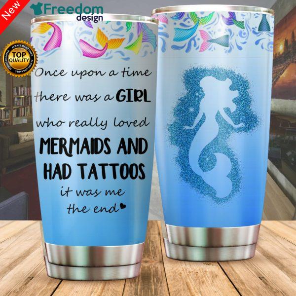 Mermaid And Had Totoos Stainless Steel Tumbler Cup 20oz