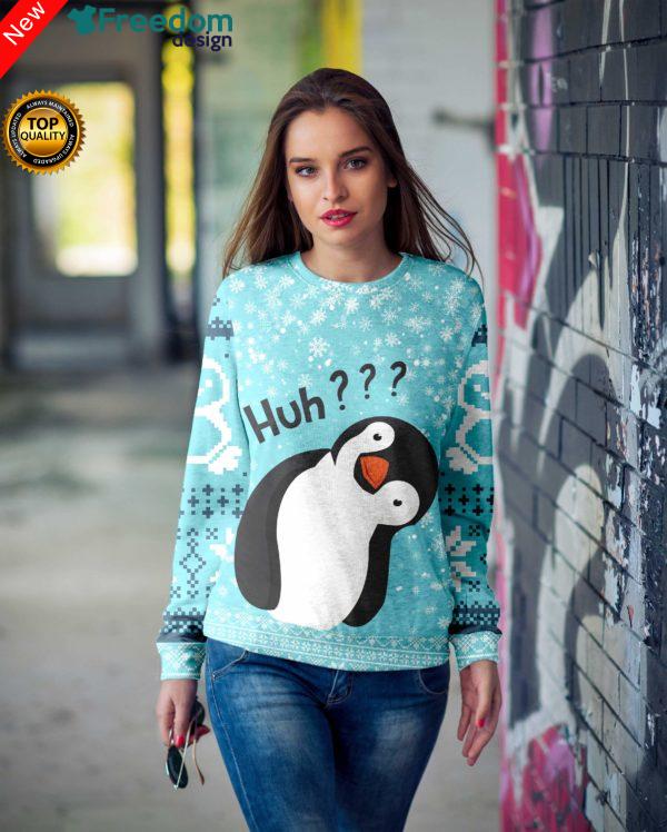 Penguin Huh Ugly Christmas 3D All Over Print Sweatshirt