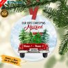 Personalized Couple First Christmas Red Truck Ornament