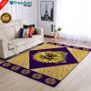 The Sunflower And A Bee In Rhombus Pattern Hippie Area Rug