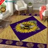 The Sunflower And A Bee In Rhombus Pattern Hippie Area Rug