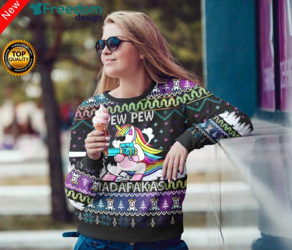 Rainbow Pew Pew Madafakas Christmas Unicorn Pride 3D All Over Print Sweatshirt
