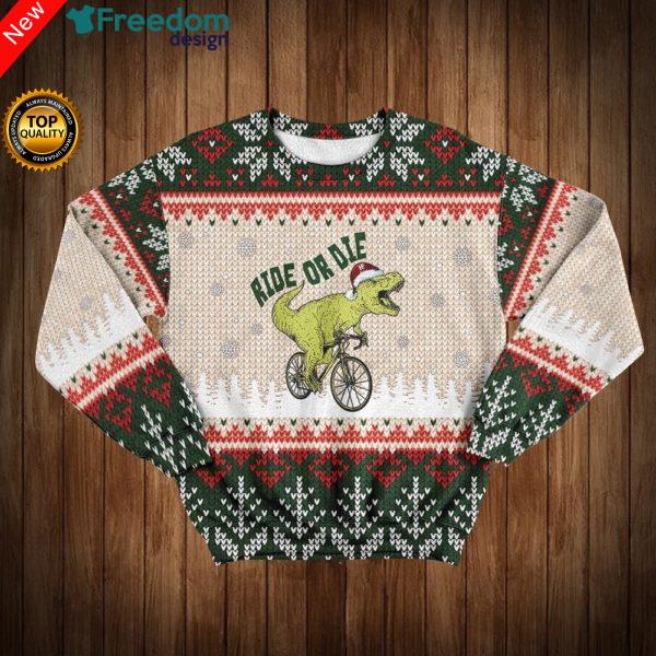 Ride or Die T Rex Christmas 3D All Over Print Sweatshirt