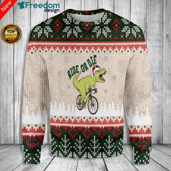 Ride or Die T Rex Christmas 3D All Over Print Sweatshirt