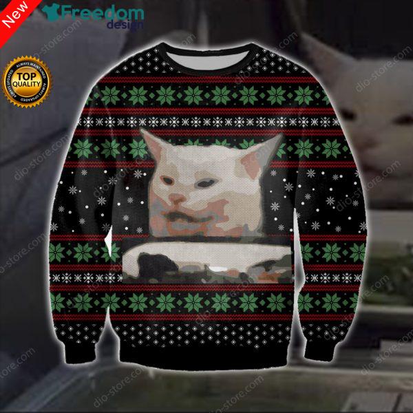 Cat Getting Yelled At Knitting 3D All Over Print Sweater