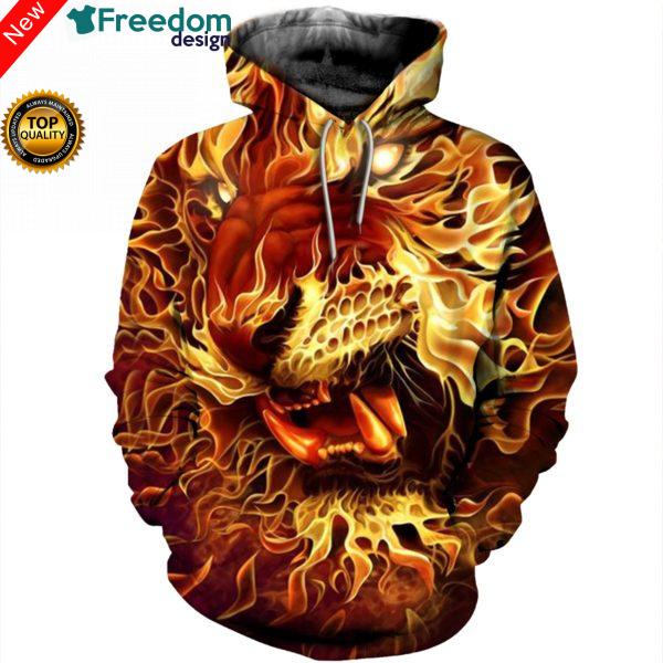 3D All Over Printed Tiger T Shirt Hoodie