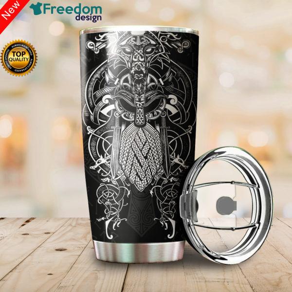 Vikings Odin Tatoo Style Stainless Steel Tumbler Cup 20oz