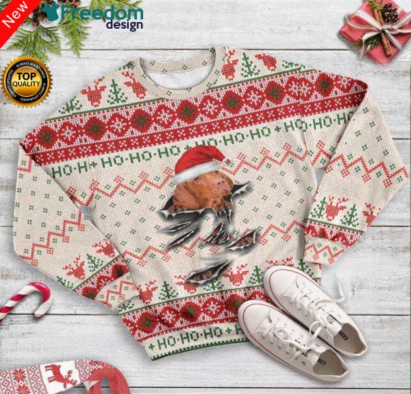 Ugly Christmas Vizsla Scratch 3D All Over Print Sweatshirt