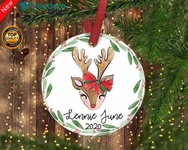Personalized Children's Reindeer Christmas ornament custom name, date