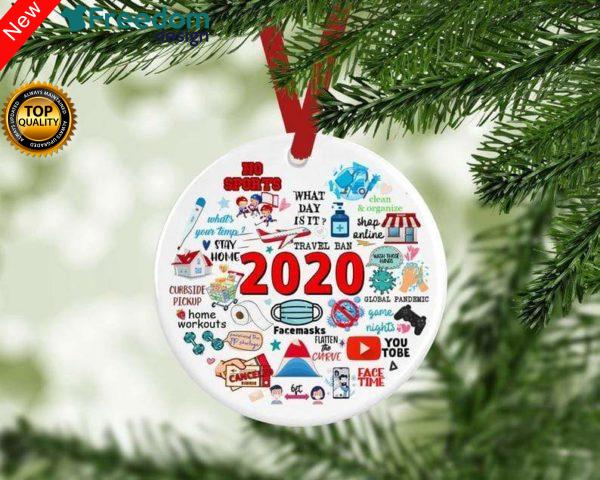 Hockey 2020 Quarantine Christmas Ornament Holiday Flat Circle Ornament