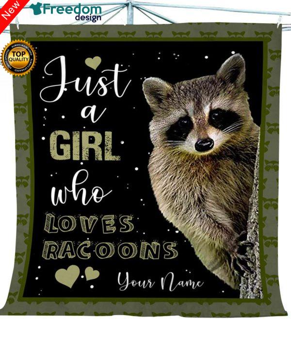 "Just A Girl Who Loves Raccoons" Fleece Blanket Gift for racoon lover