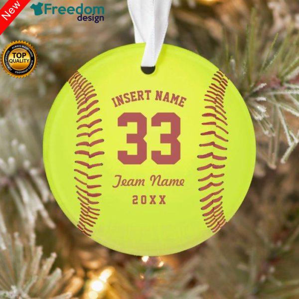Custom Name Number Team Name Year Softball Ornament