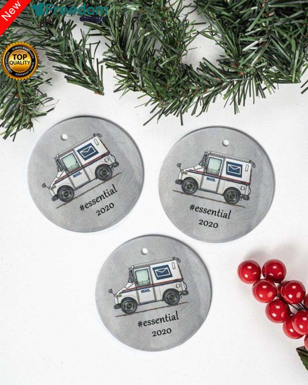 Postal Worker Mail Carrier Christmas Holiday Flat Circle Ornament