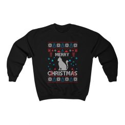 Cat Ugly Christmas Sweater - AOP Sweater - Black