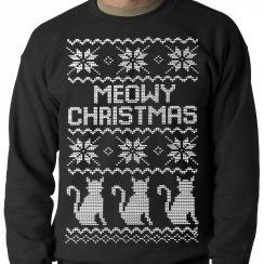 Ugly Christmas Sweater - Meowy Christmas - AOP Sweater - Black