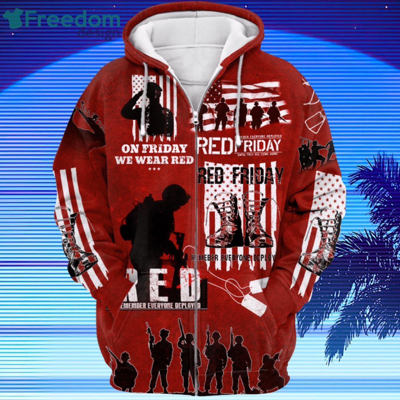 American Flag On Friday We Wear Red 3D All Over Printed Shirts3
