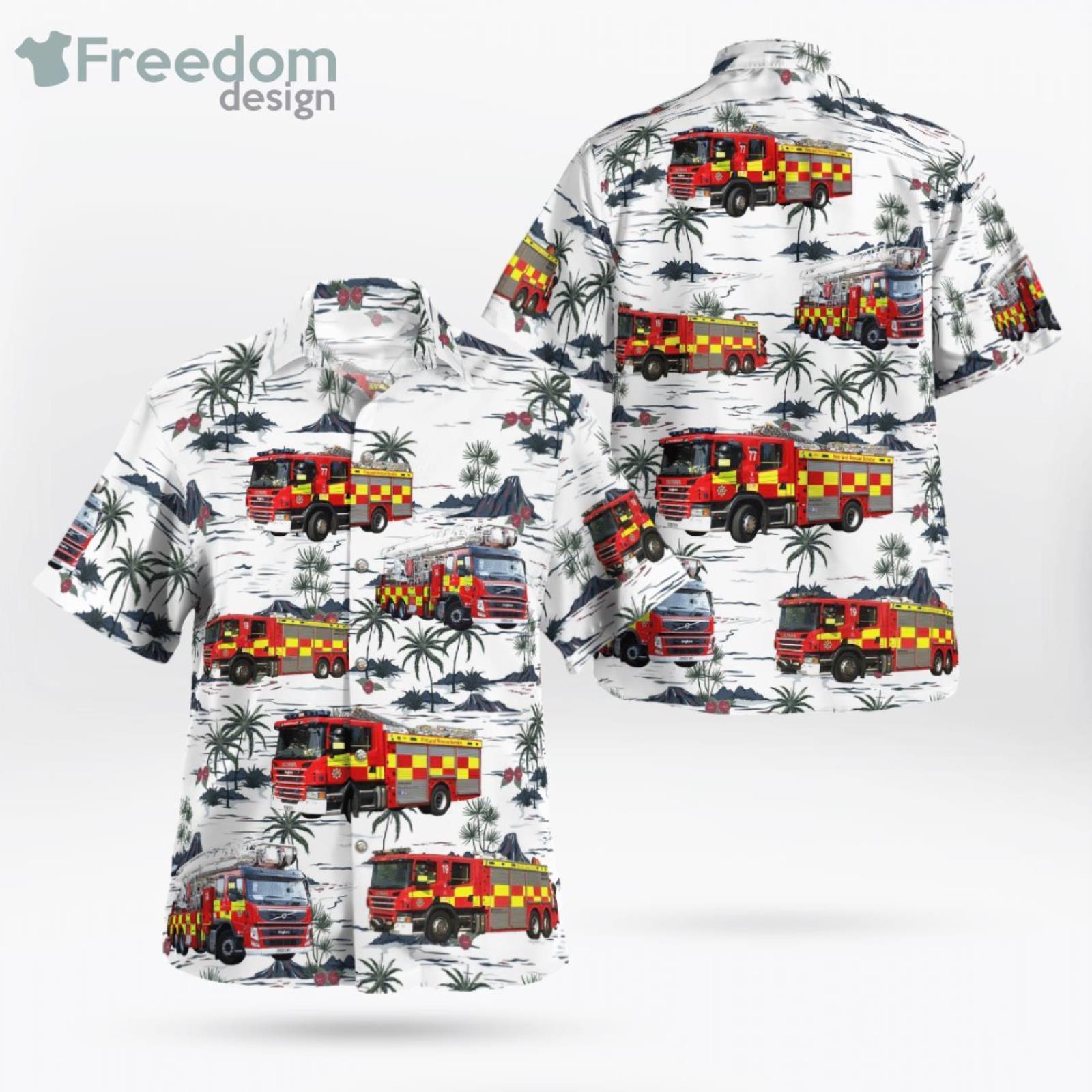 Bedfordshire England Bedfordshire Fire And Rescue Service Hawaiian Shirt
