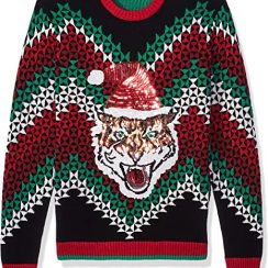 Blizzard Bay Men's Ugly Christmas Sweater Cat - AOP Sweater - Grey/Black