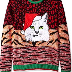 Blizzard Bay Men's Ugly Christmas Sweater Cat - AOP Sweater - Orange/Red